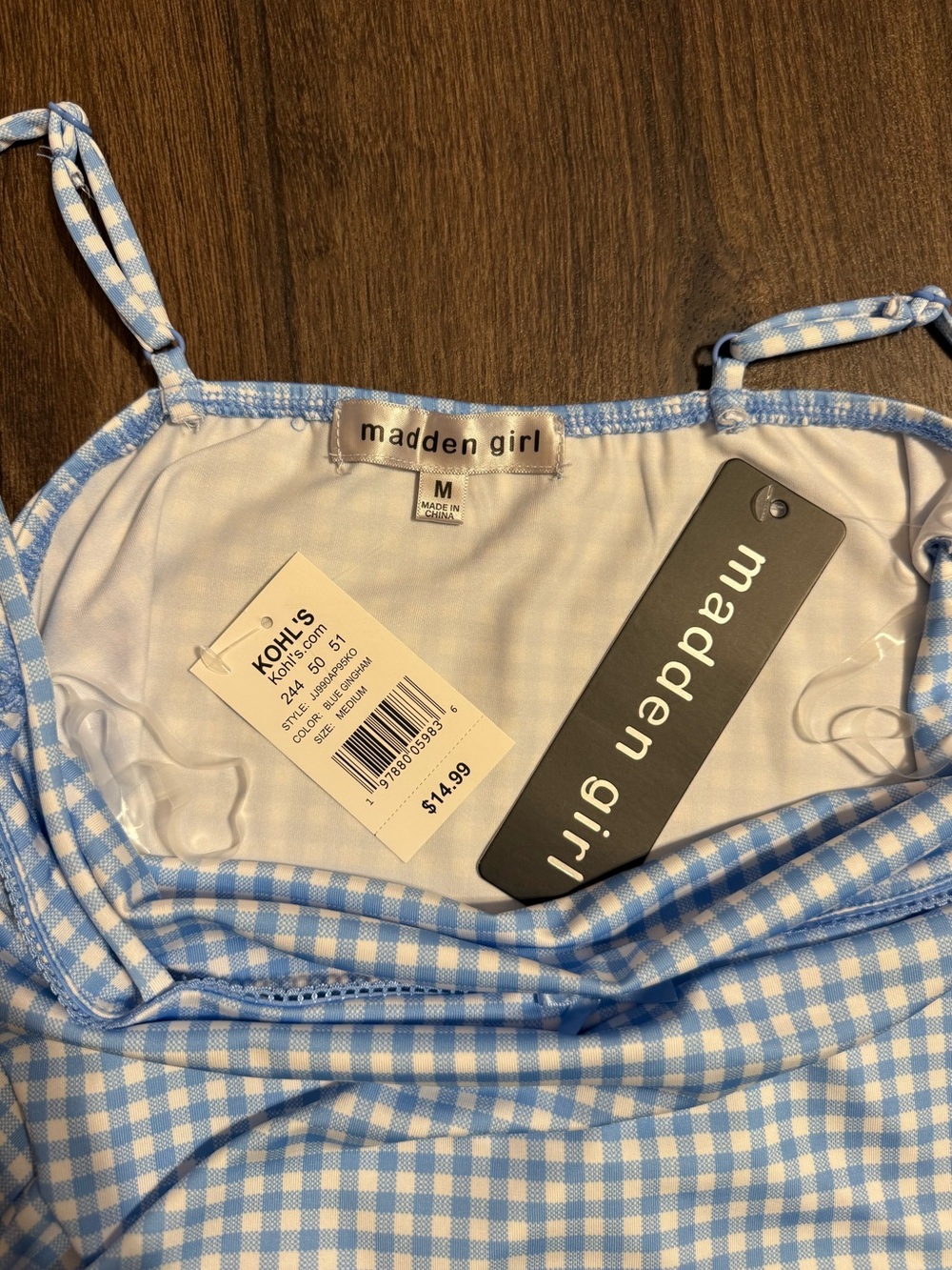 Madden Girl Light Blue & White Gingham Cami - Picture 5 of 5